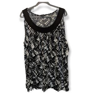George Black White Haystack Abstract Sleeveless Top Blouse Casual 3X (22W-24W)